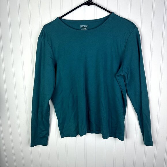 L.L Bean top Long sleeve Teal Size Large Supima Cotton - Picture 1 of 2
